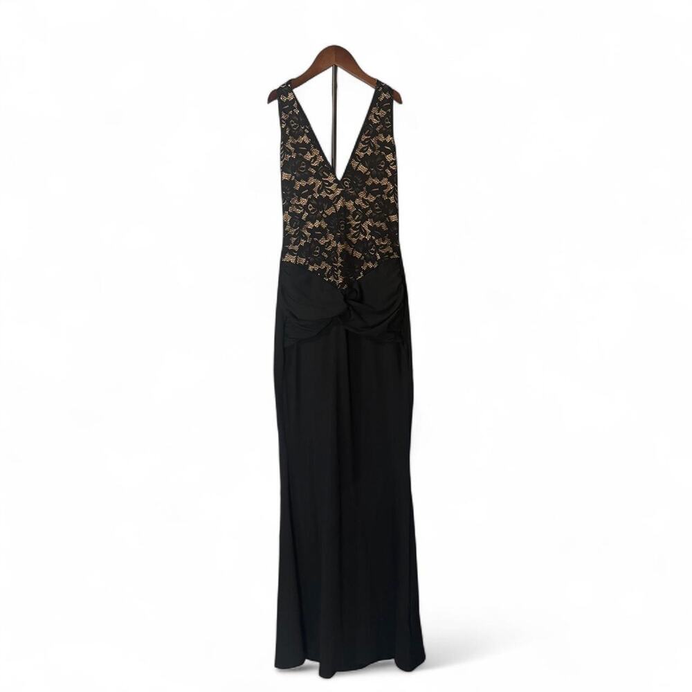 SHEIN BAE NWT Black Nude Floral Lace Sleeveless Ruched Waist Maxi Dress Size S